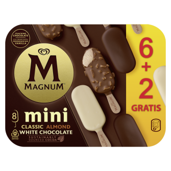 Magnum Mini Surtido Clásico, Almendrado y Blanco x6+2