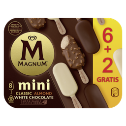 Magnum Mini Surtido Clásico, Almendrado y Blanco x6+2